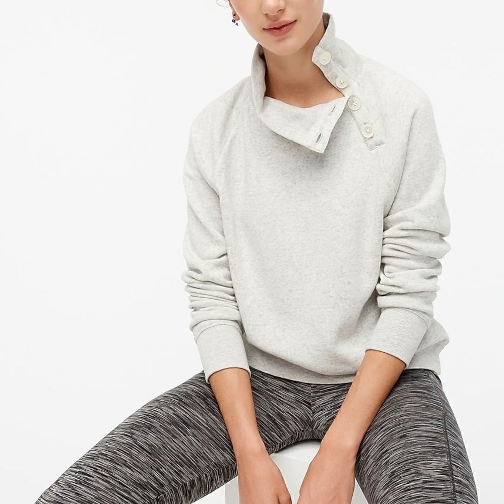J.Crew Factory Wide button-collar pullover sweatshirt cloudspun fleece AC689